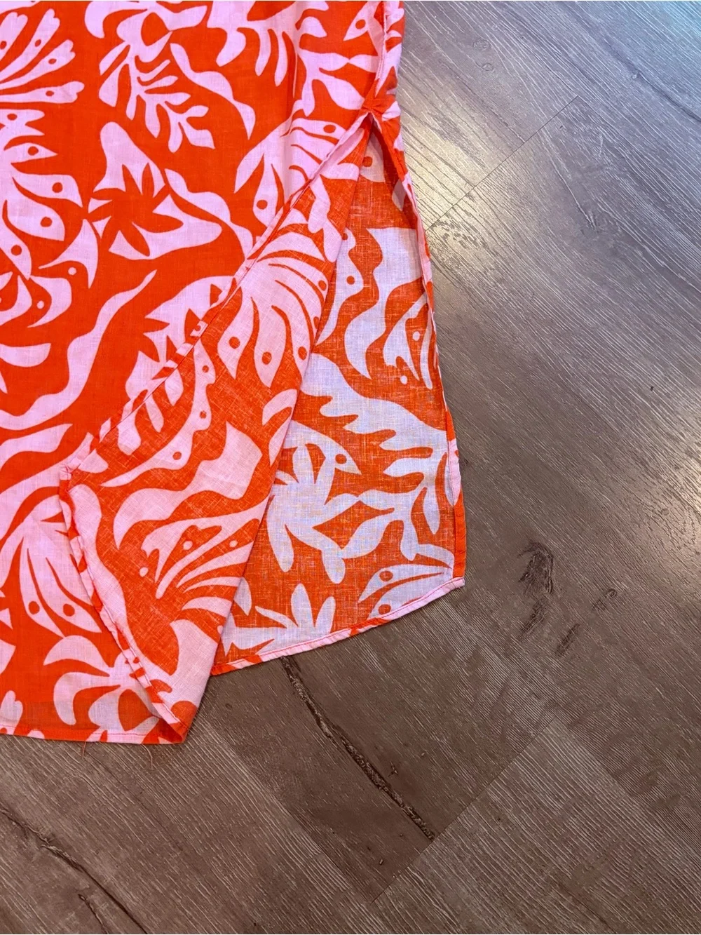 Women’s Orange Print Spaghetti-Strap Maxi Dress Relaxed lightweight fit Sz S